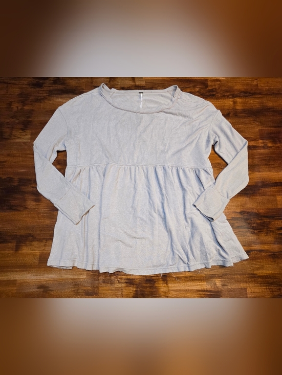 Free People Tops - Free People Forever Your Girl Nude Colored Babydoll Long Sleeve Top Neutral Boho